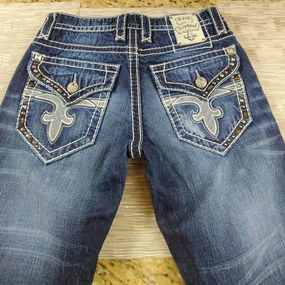 Rock Revival Jax Studded Boot Jeans Size 30 - Picture 4 of 16